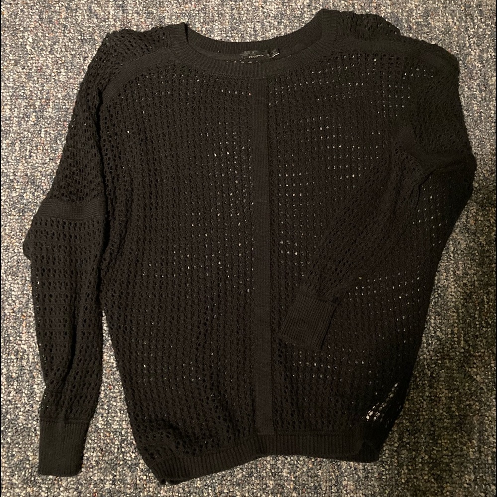Prana size small crocheted black long sleeve sweater